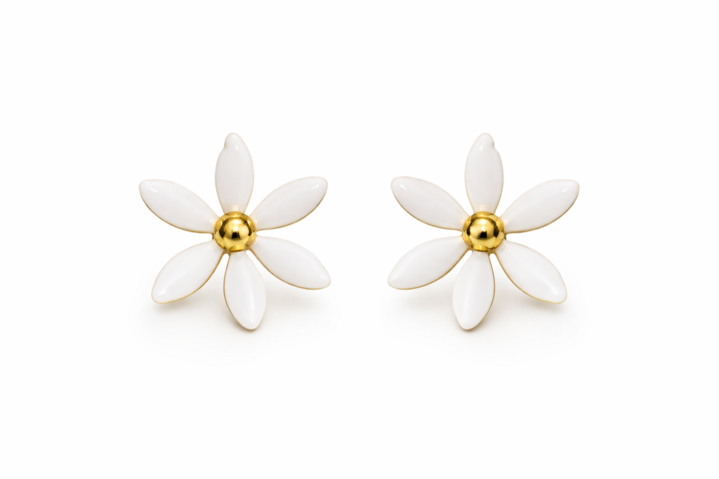 Ispaho Fleur Blanche | 24 K Altın Kaplama Özel Tasarım Küpe