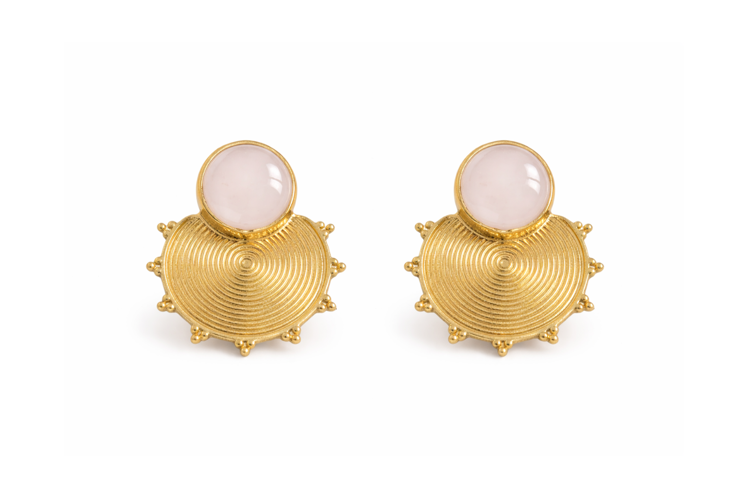 Ispaho Helia Rose Quartz | 24K Altın Kaplama Özel Tasarım Küpe