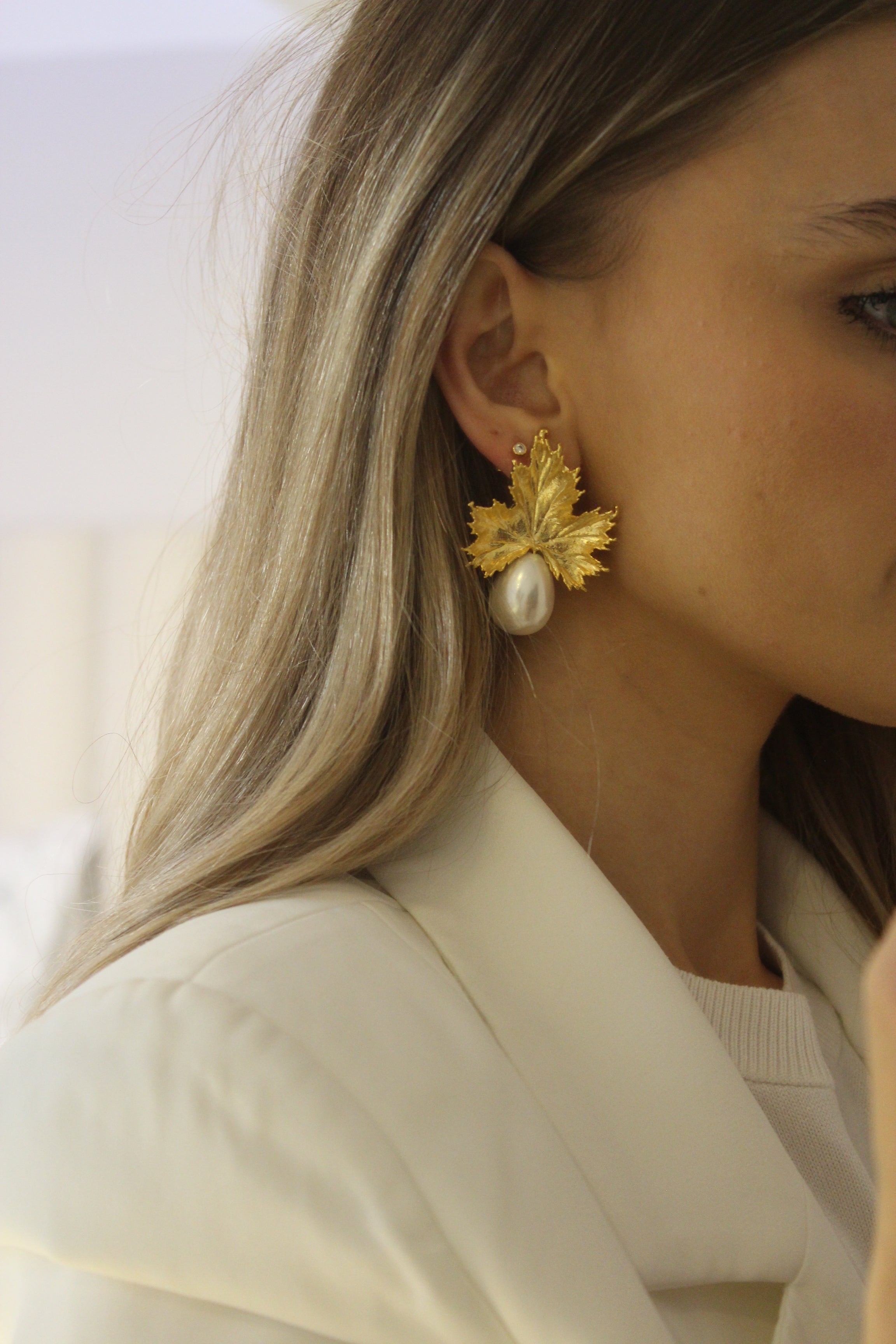 Mayorka İnci El Yapımı Özel Tasarım Küpe Büyük Boy