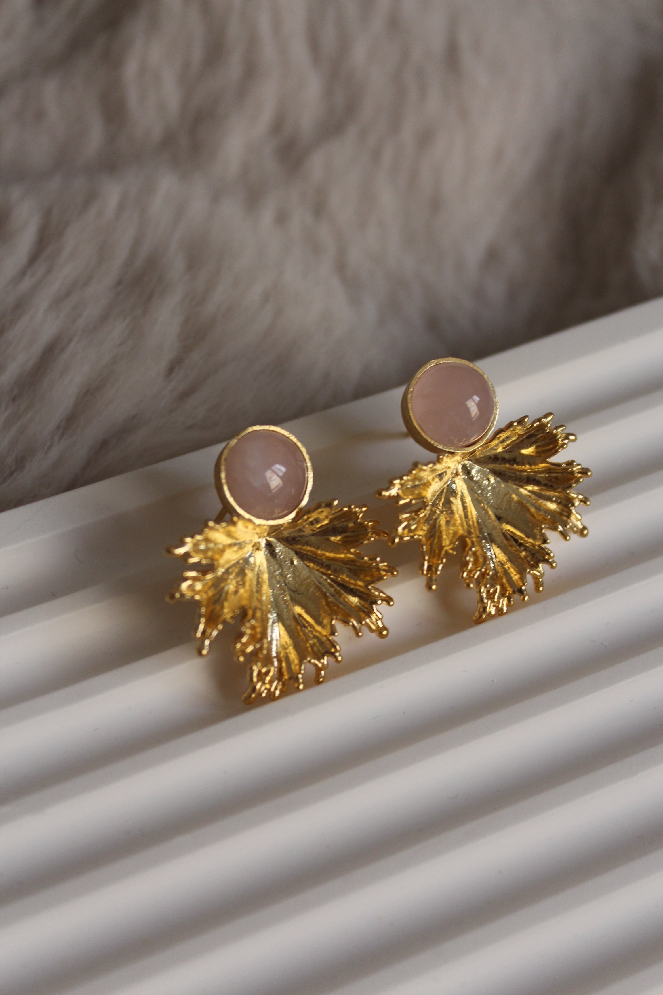 Rozquartz Taşı El Yapımı Özel Tasarım Küpe