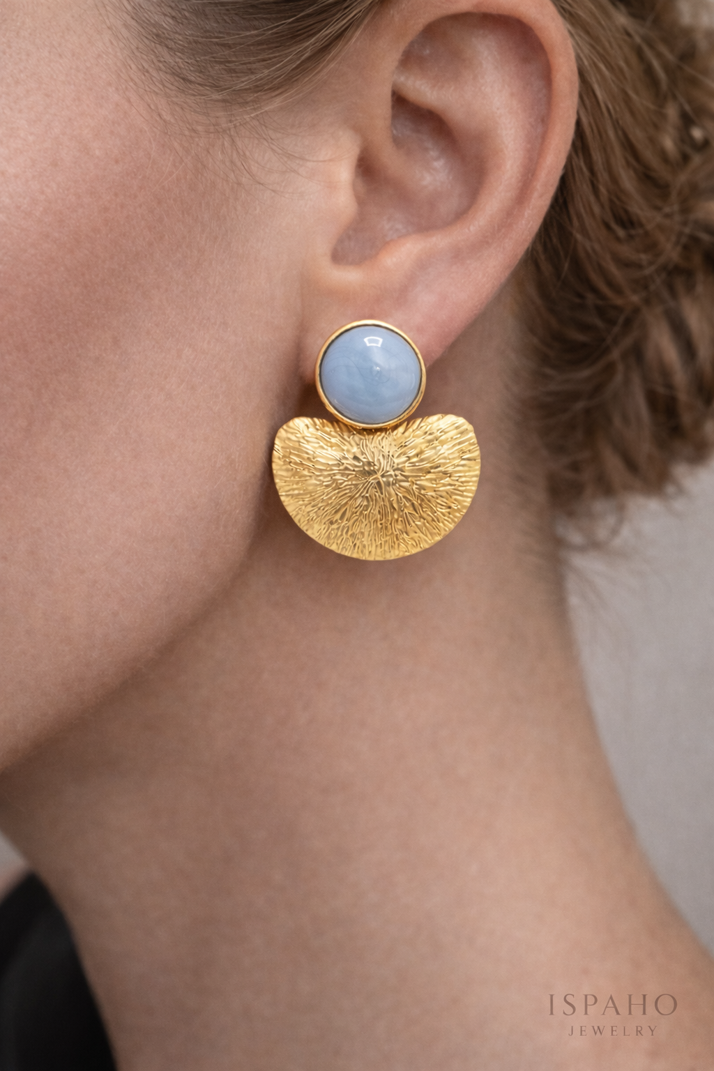 İspaho Luna | 24 K Altın Kaplama Özel Tasarım Küpe