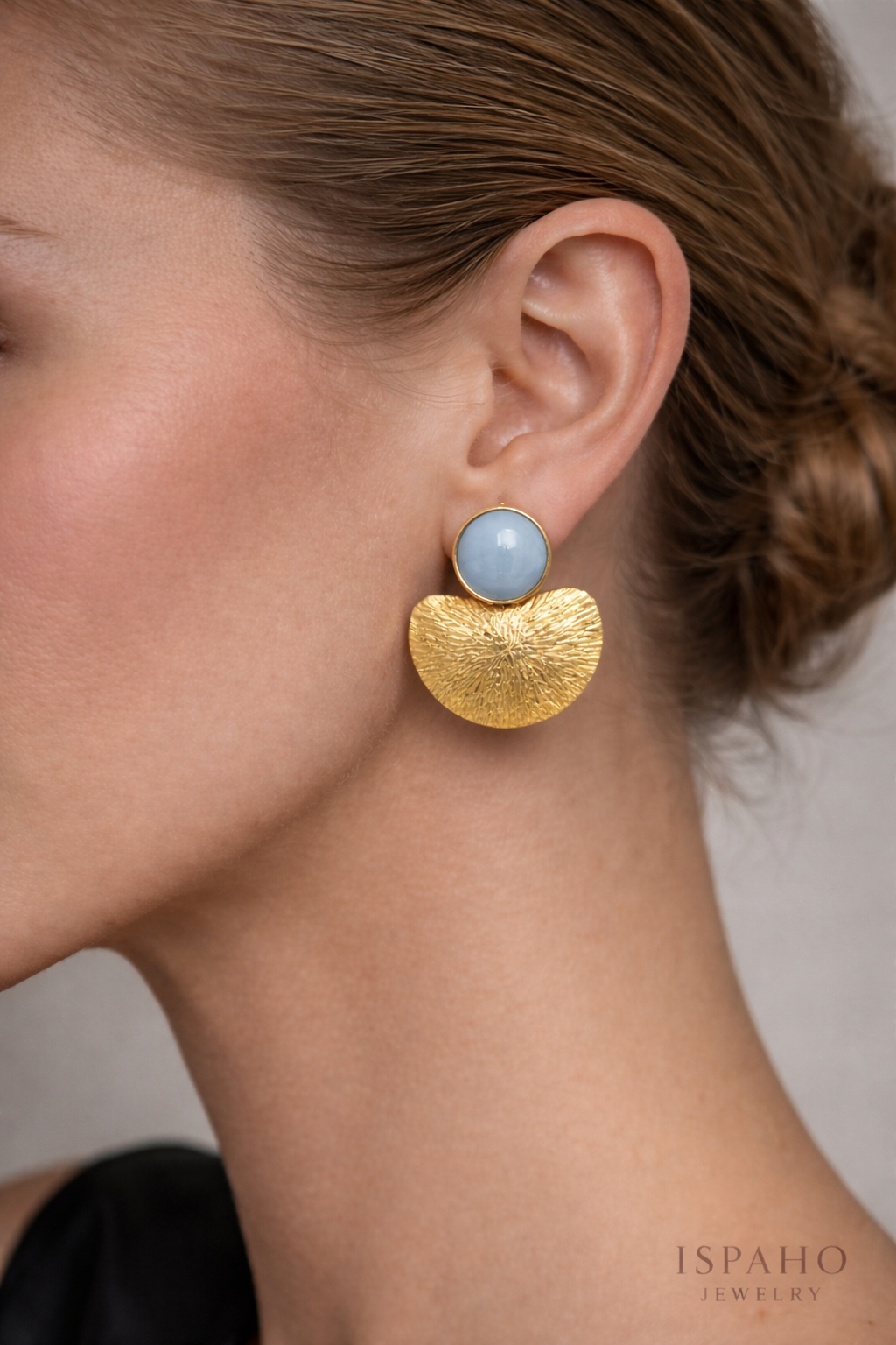 İspaho Luna | 24 K Altın Kaplama Özel Tasarım Küpe