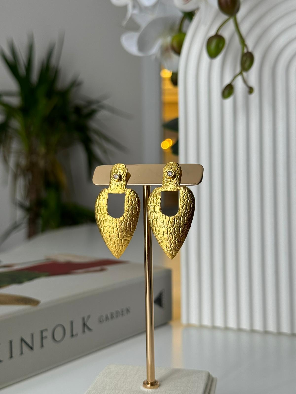 Zirkon Taşlı El Yapımı Özel Tasarım Küpe