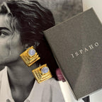 Kalsedon Taşı | 24K Altın Kaplama Özel Tasarım Küpe