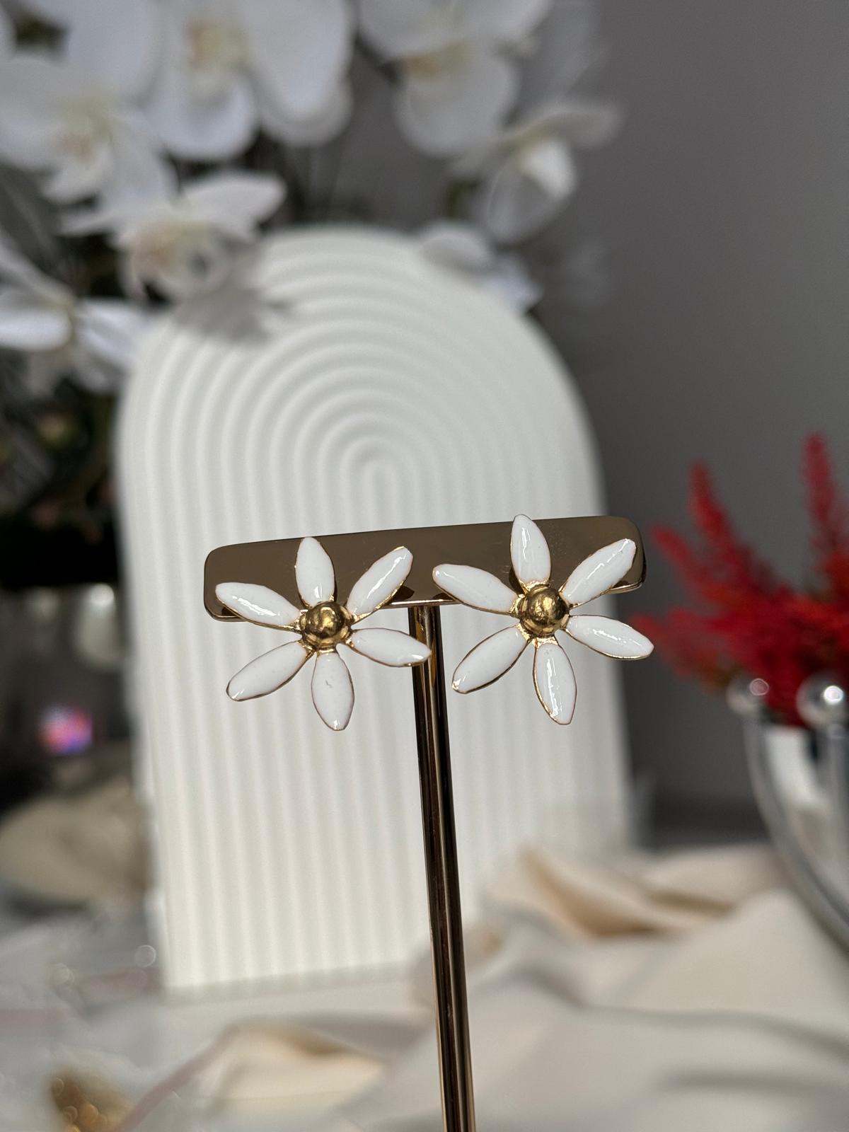 Ispaho Fleur Blanche | 24 K Altın Kaplama Özel Tasarım Küpe