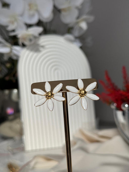 Ispaho Fleur Blanche | 24 K Altın Kaplama Özel Tasarım Küpe
