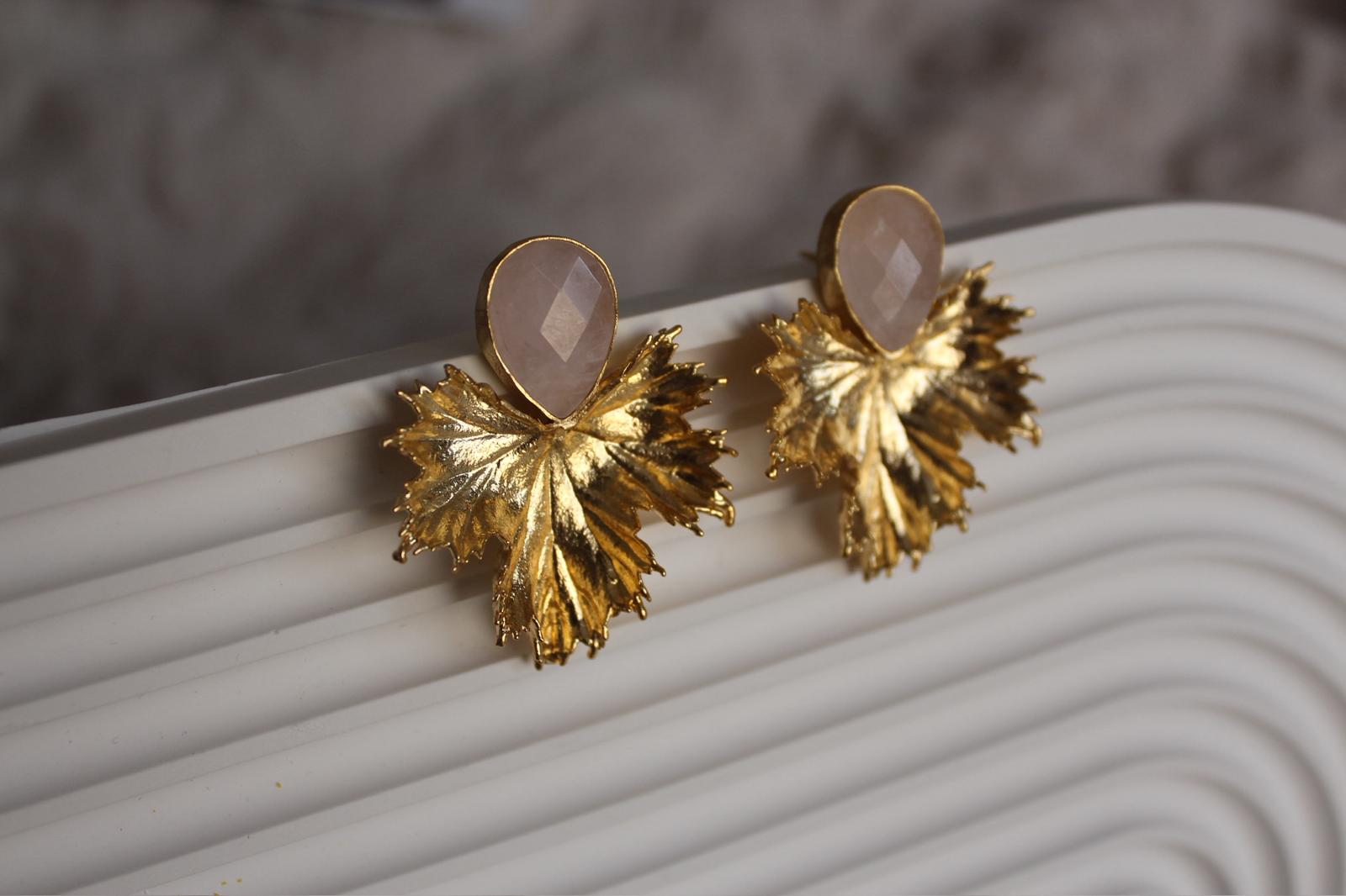 Rozquartz Taşı El Yapımı Özel Tasarım Küpe