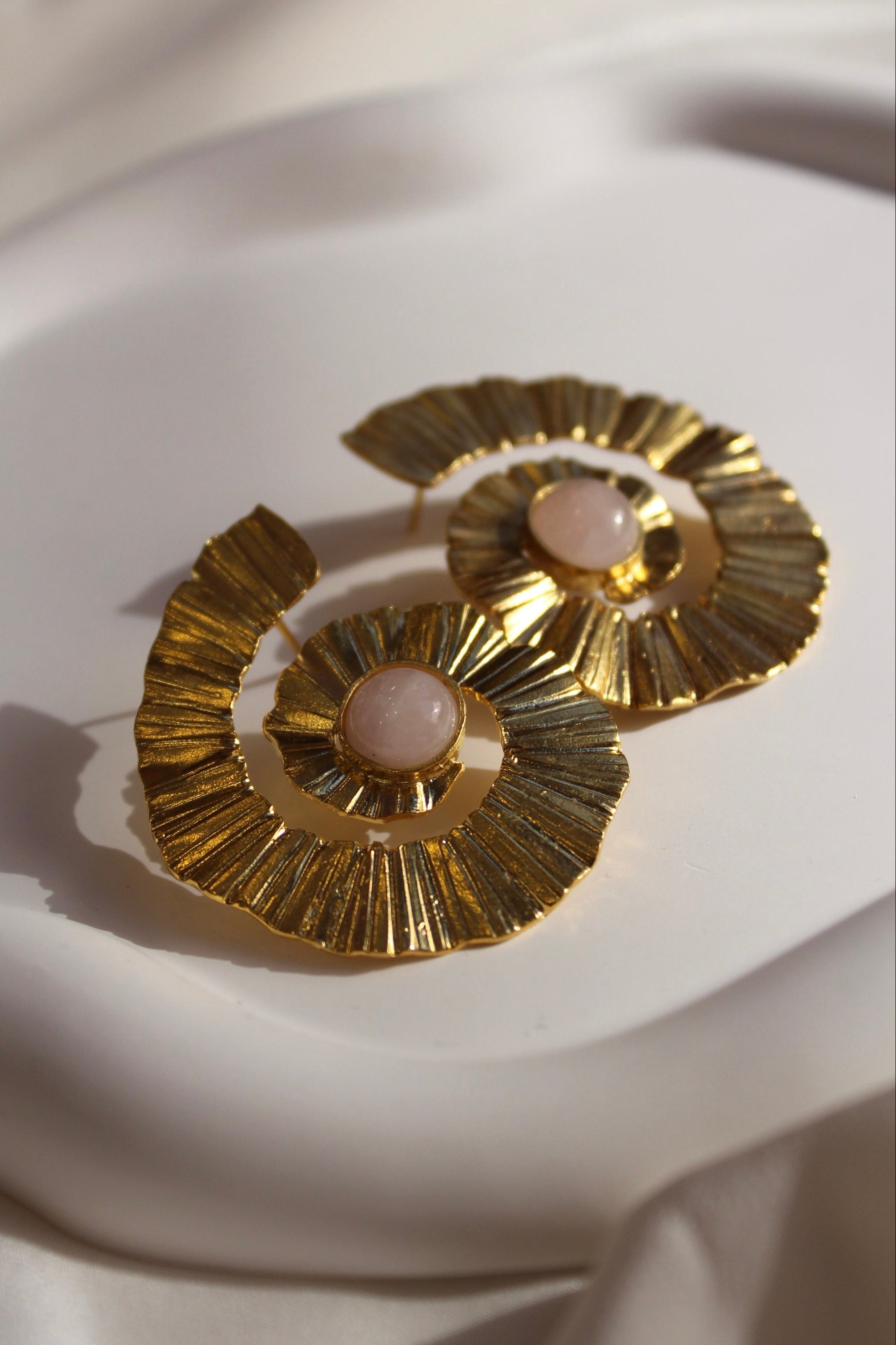 Pembe Rozquartz Taşı Küpe